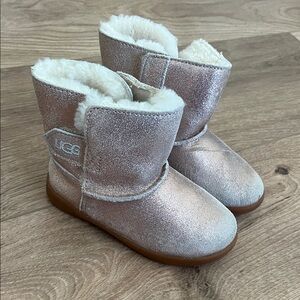 UGG Kids' Shimmering Silver Boots with Plush Lining